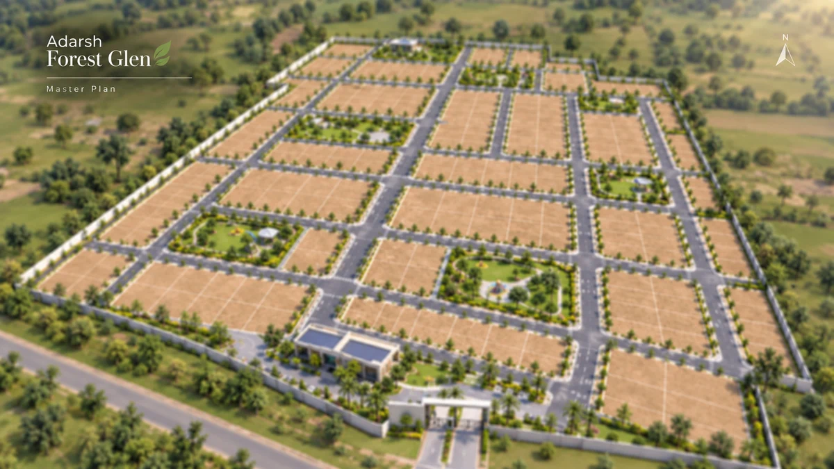 Adarsh Forest Glen layout plan with internal roads, parks and plots Adarsh Forest Glen layout plan with internal roads, parks and plots